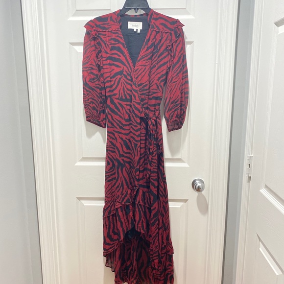 Ba&sh Selena crimson zebra print dress. - Picture 7 of 16